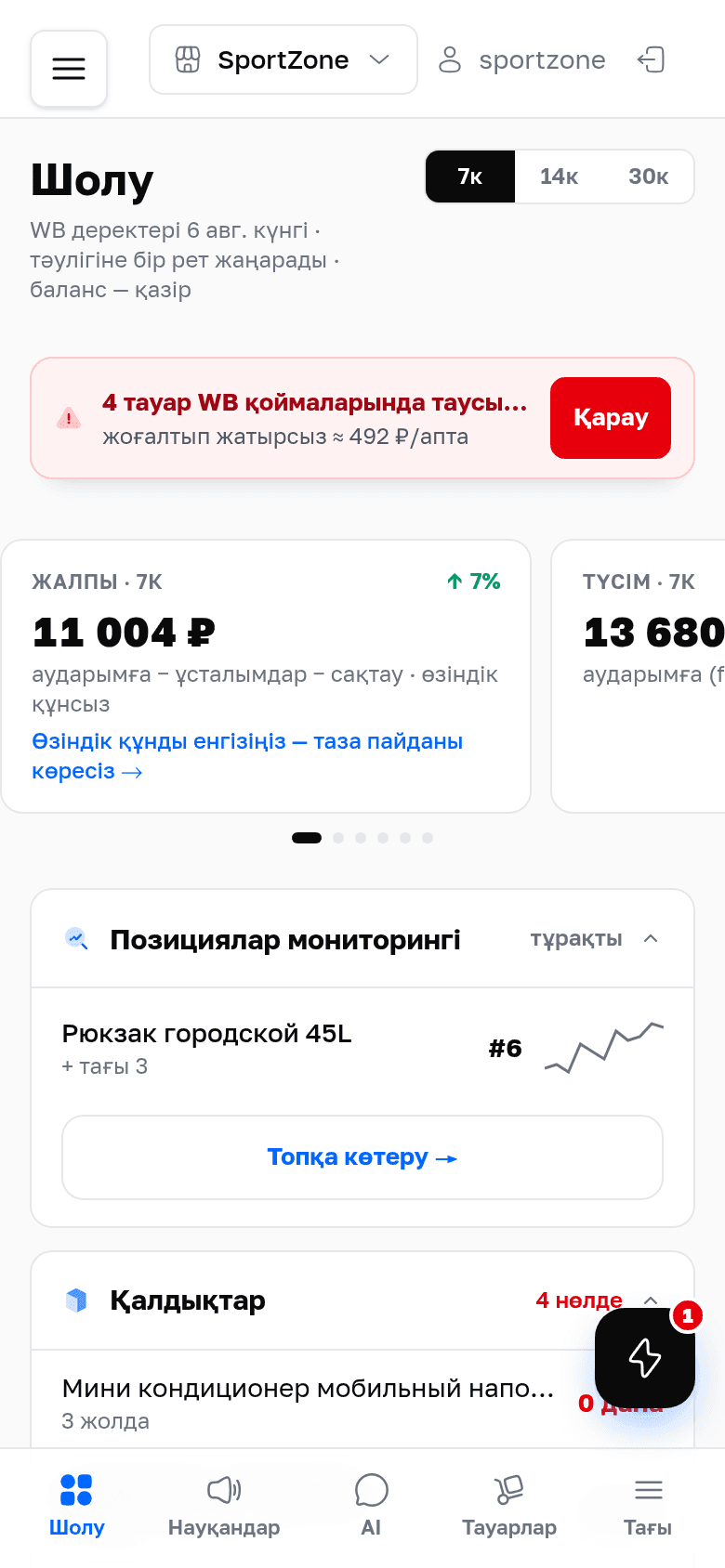 Парус Селлер кабинеті: пайда, түсім, ДРР және Wildberries дүкенінің ескертулері